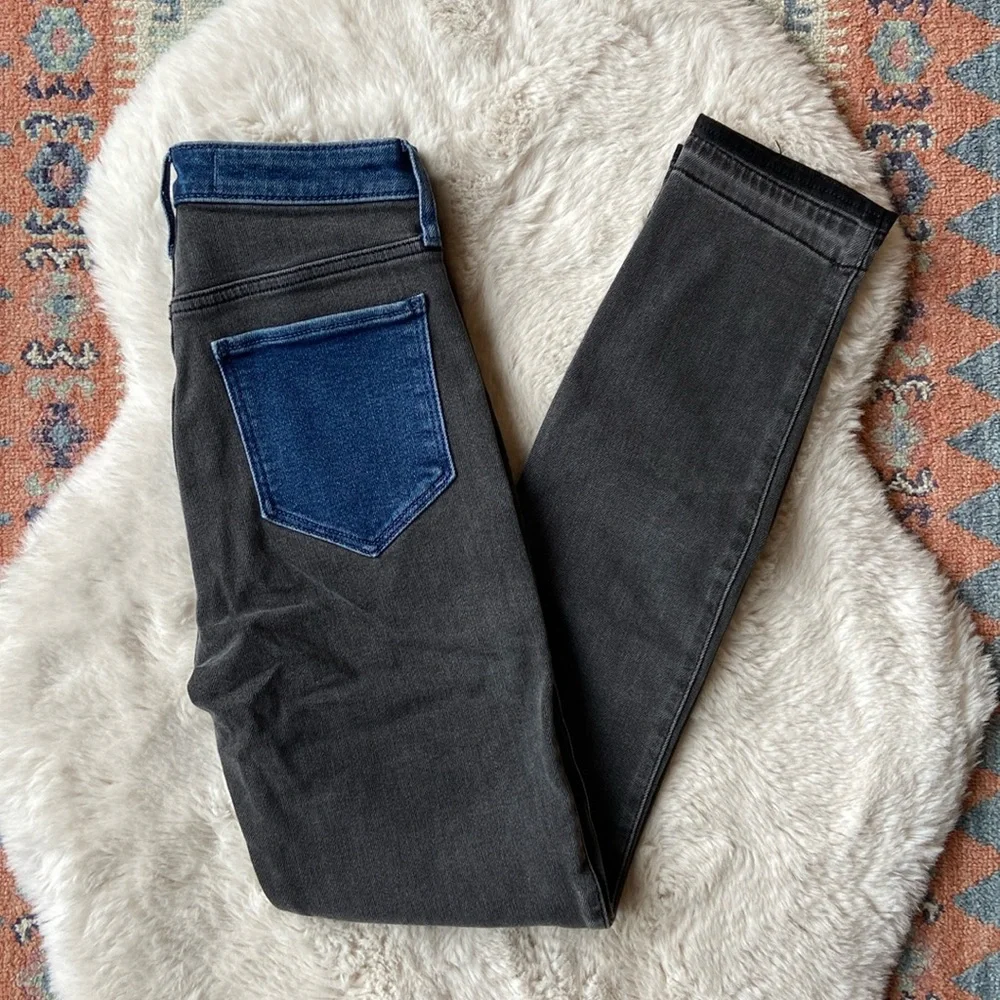 Hollister patchwork skinny jean grey black blue denim ultra high rise 25 x 29 - Picture 3 of 13
